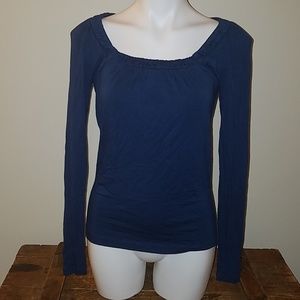 Long sleeved square ruffled neck shirt